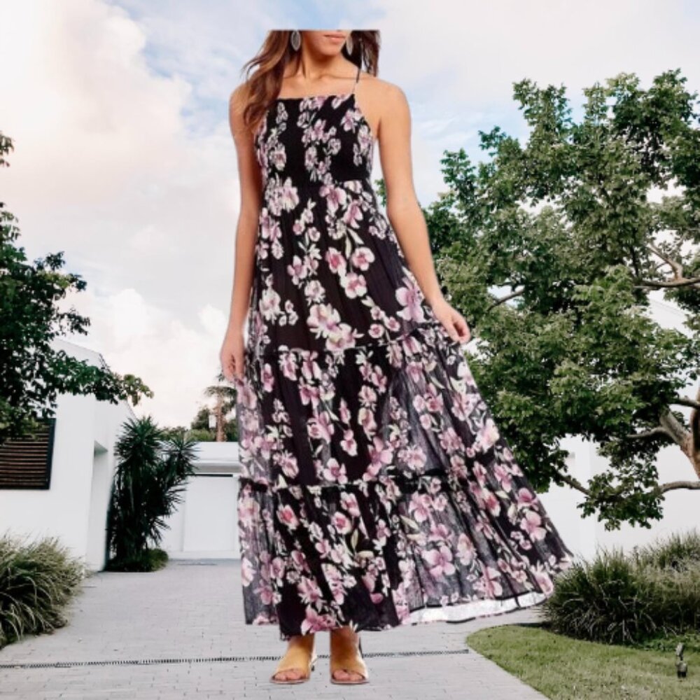 Free People Intimately Garden Party Floral Maxi Dress Boho Size L